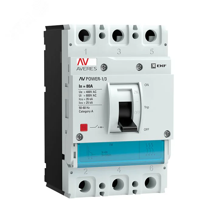 Выключатель автоматический 3п 80А 35кА AV POWER-1/3 TR AVERES mccb-13-80-TR-av