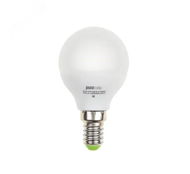 Лампа светодиодная PLED-ECO 5Вт G45 шар матовая 3000К тепл. бел. E14 400лм 230В 50Гц 1036896A