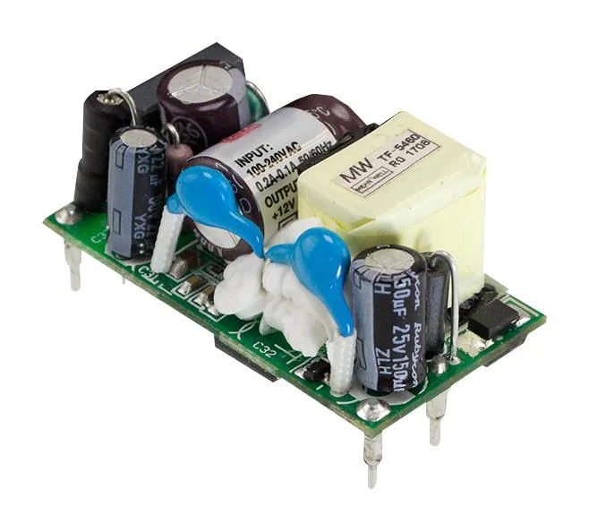 MFM-05-15 - AC-DC med, 5Вт, вход 80...264В AC 47...440 Гц, выход 15В/0.33А, изоляция 4000В AC, без корпуса 42х22.3х20.5мм, -40...+85°C