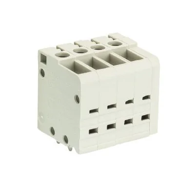 Клемма Wiecon 8185 / 4 TOP V - Клемма на печатную плату, подвод кабеля сверху, 4 полюса, шаг: 5,00 мм, винтовая фиксация провода, без маркировки, 300V, 16А, цвет: серый, серия 8185 TOP V