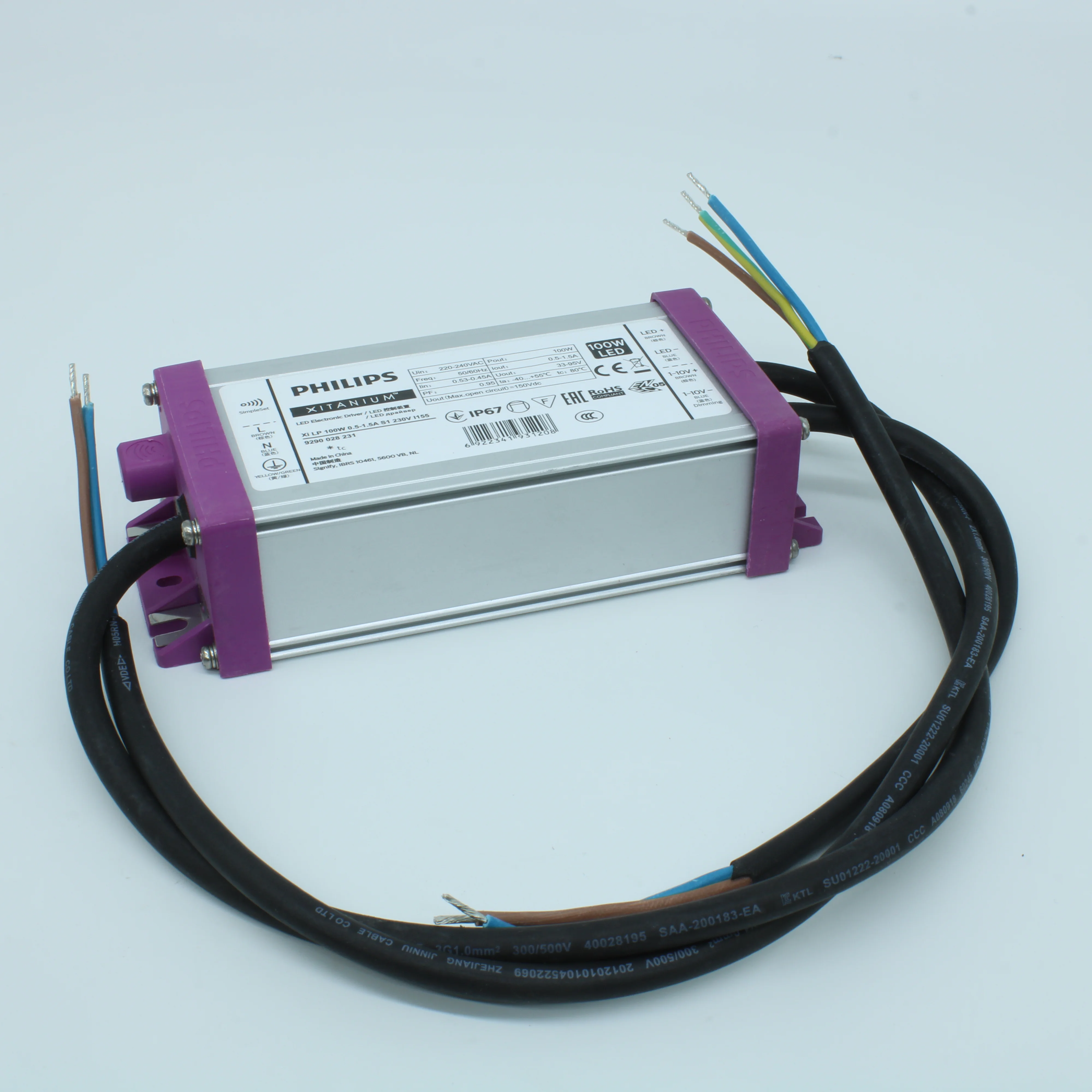 XI LP 100W 0.5-1.5A S1 230V I155 - AC-DC, 100Вт, ККМ, стабилизация тока, вход 85…305В AC, 45…66Гц, выход (0.7А) 0.3…1.05А, 155х68х40мм, -40…+55°C,  IP67, SimpleSet, 1-10В,  Dynadimmer, CLO