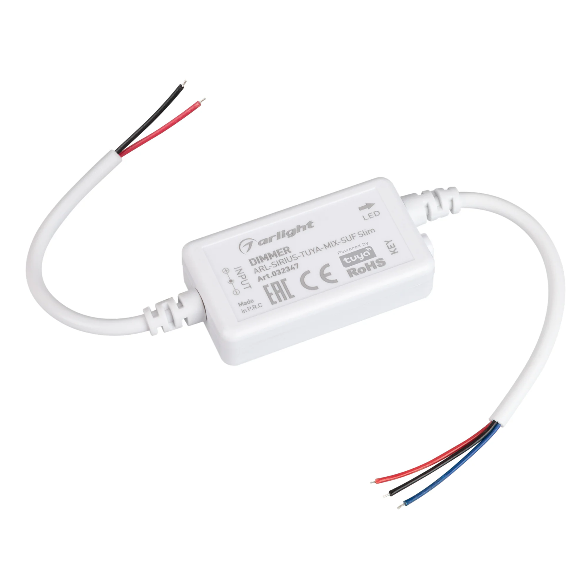 Диммер ARL-SIRIUS-TUYA-MIX-SUF Slim (12-24V, 2x3A, 2.4G) 032347 - Контроллер двухканальный для MIX светодиодных лент. Питание/рабочее напряжение 12-24VDC, максимальный ток 3A на канал, 2 канала, максимальная мощность 72-144W. Частота ШИМ 1.95kГц, Wi-Fi 2.