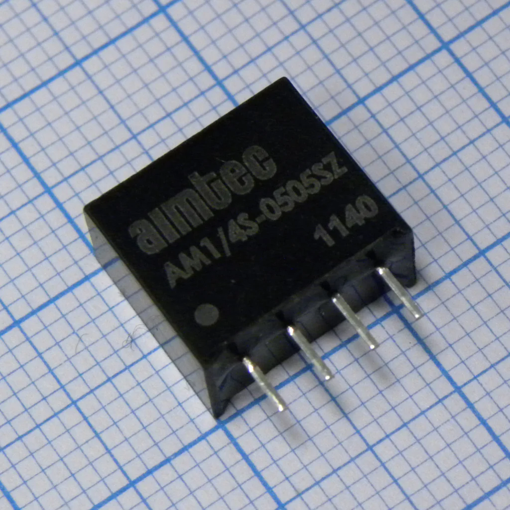 AM2S-0515SZ - DC/DC, 2Вт, вход 4.5…5.5В, выход 15В/0.133А, изоляция 1000В DC, КПД 85%, максимальная емкостная нагрузка не более 470мкФ, SIP4, 11.68x7.5x10.15мм, -40…85°C, пластик