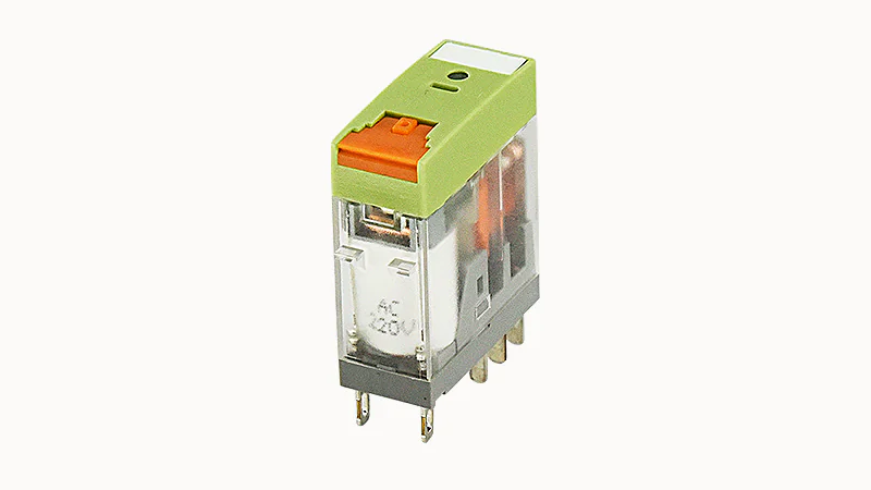Реле без колодки DRPT-2C-LR-D24 - Реле, 2 группы переключающих контактов, 8A, 24DC, материал контактов: Ag, светодиод + тестовая кнопка