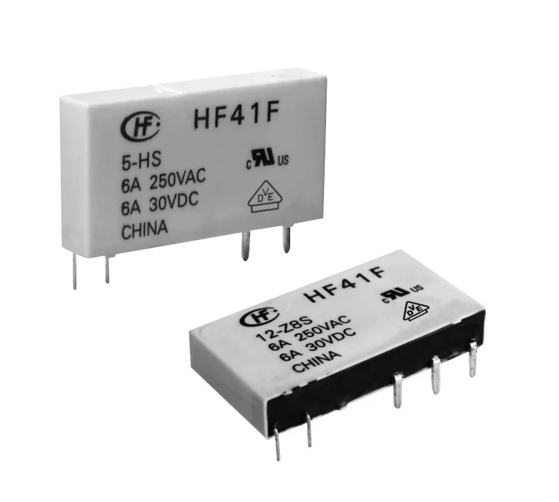 HF41F/12-Z - Сверхминиатюрное силовое реле серия HF41F SPDT (6А одна контактная группа-два направления) катушка 12В вертикальный монтаж