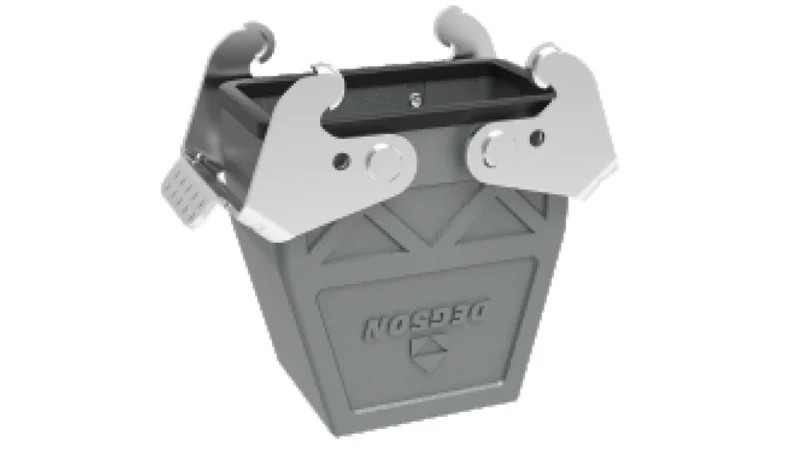 Крышка разъема D10B-CCTH-2L-PG29 - Крышка разъема на кабель, типоразмер 10B, высокое исполнение, с уплотнителем, 1 отверстие с резьбой для кабельных вводов PG29, с верхним расположением, с двумя защелками, материал корпуса: алюминиевый сплав