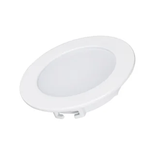 Светильник DL-BL90-5W Day White 021431 - Светодиодная панель 5Вт, корпус IP40 белый, круглый. Цвет ДНЕВНОЙ БЕЛЫЙ 4000K, св.поток 350-400лм, CRI(Ra)>80, угол 100°. Размер Ф90x22 мм, установка в отверстие 75 мм. Питание AC 230V, 5Вт, DC300mA 15...18V, драйв