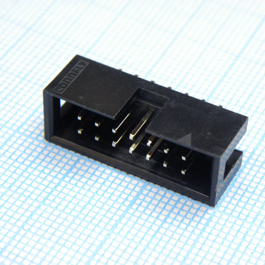DS1013-14SSIB1-B-0 - IDC разъем, вилка на плату прямая двухрядная 14pin(2x7)., шаг 2.54мм