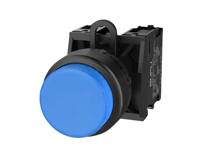 Кнопка выпуклая (синяя) TS2510-0BM40-S10 - Кнопка круглая выпуклая, без блокировки, без подсветки, пластиковое переднее кольцо, с мгновенным нажатием, с контактной группой 1NO, диаметр головки кнопки 29,5 мм, диаметр посадочного отверстия: 22 мм, цвет: си