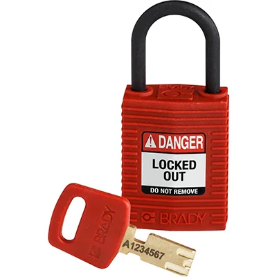 gws150180 - Замок SafeKey нейлоновый компактный, нейлоновая дужка, высота дужки – 25 мм, диаметр дужки – 4.3 мм, нейлоновый корпус, размеры корпуса – 43х32х19 мм, цвет – красный, 1 шт/упак