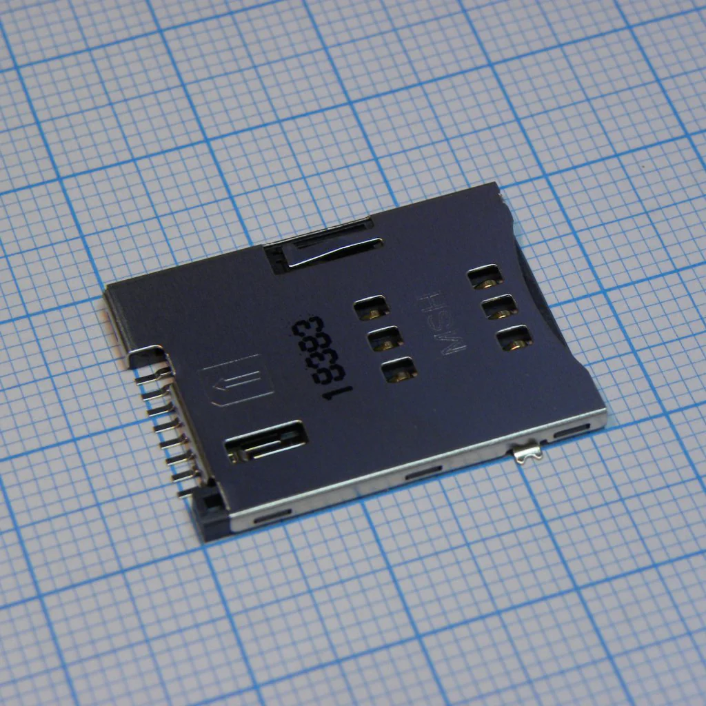 475530001 - Гнездо SIM 6 контактов 1.27мм  Медь, Контакты с Покрытием из Золота