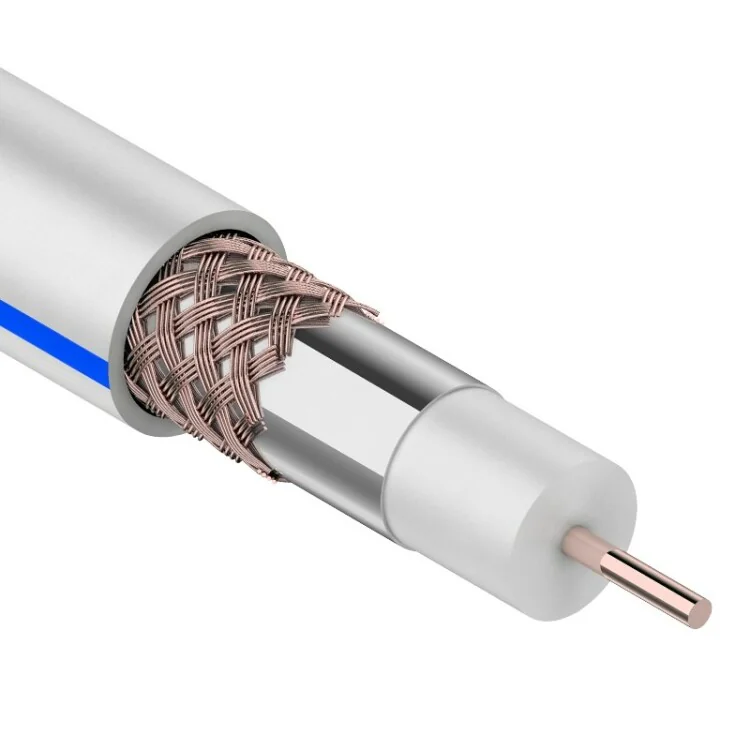 Кабель коаксиальный DG-113, Cu/Al/Cu, 75%, 75Ом, 100м, INDOOR, белый - в бухте 100м