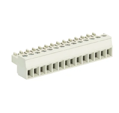 Розетка Wiecon 8513 B / 14 - Розеточный разъем, угловой, на кабель, шаг 3,5 мм, 14 полюсов, номинальное сечение: 1,5 мм кв., винтовая фиксация провода, 250V, 8А, с маркировкой, цвет: серый, серия 8513 B