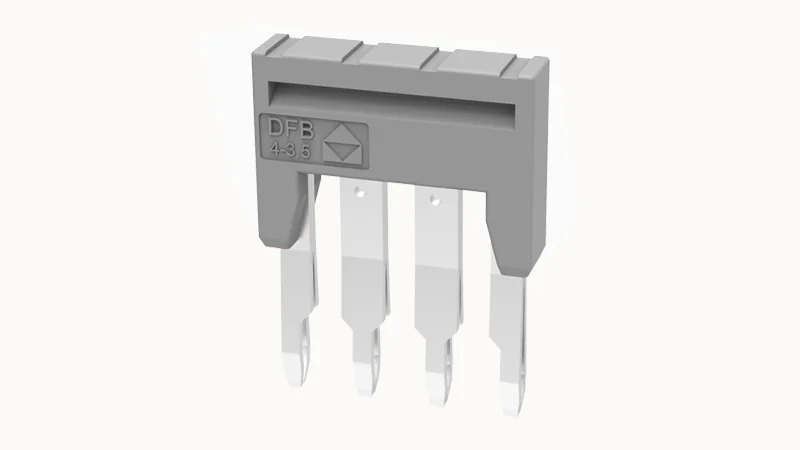 Марк.  полоска ZB3.5-10P-19-53Z(H) - Соединительная перемычка, втычная, изолированная, 4 полюса, для серий клемм: DS1.5, шириной 3,5 мм, цвет: серый