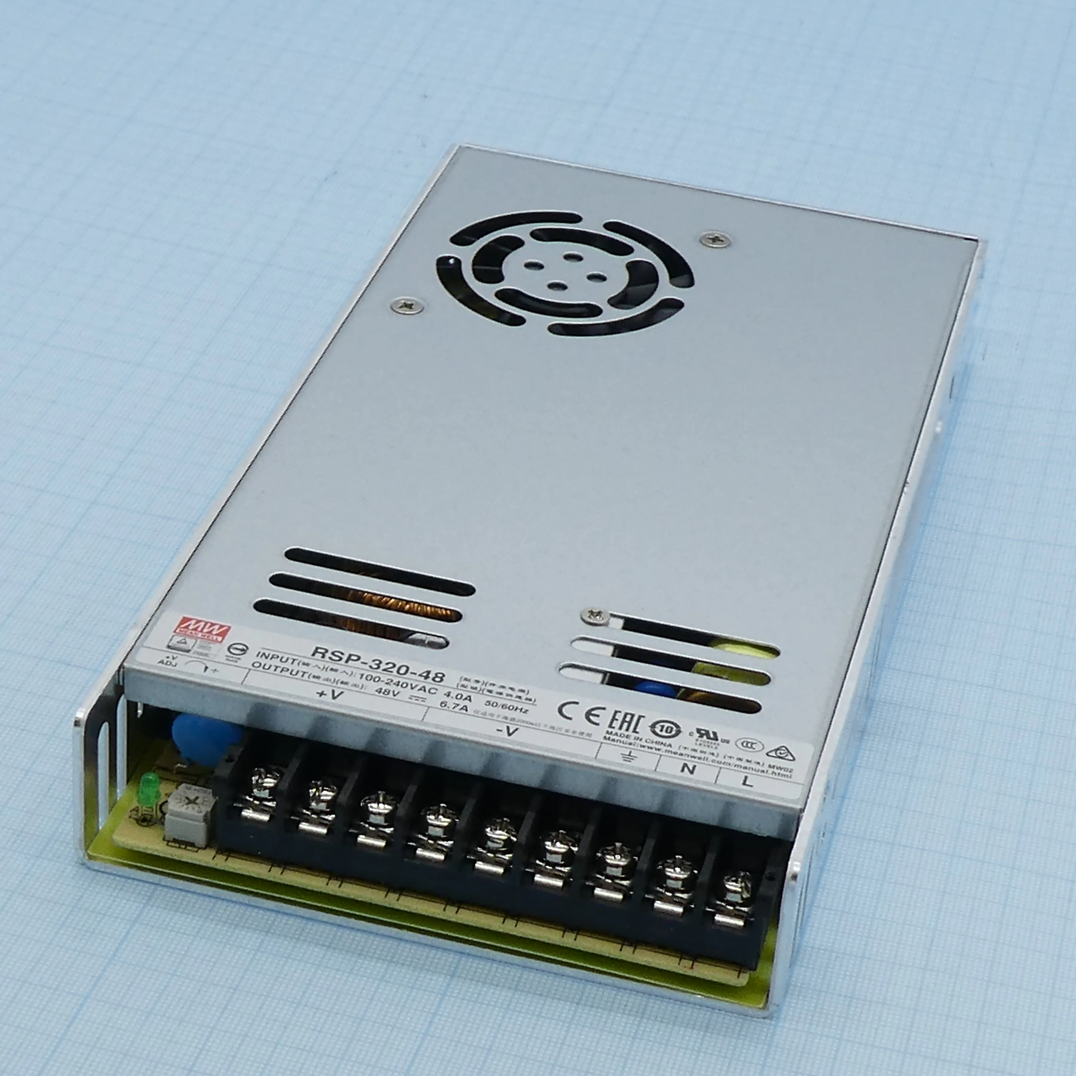 RSP-320-48 - AC-DC, 320Вт, ККМ, вход 88…264V AC, 47…63Гц /124…370В DC, выход 48В/6.7A, рег. вых 41…56В, изоляция 3000В AC, в корпусе 215х115х30мм, -30…+70°С