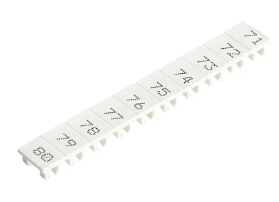 Шильдик 9705A/8/10B 71-80 - Маркировка для клемм сечением 6 мм.кв., шириной 8 мм, 10 шильдиков, белая, нанесенные знаки: 71 – 80