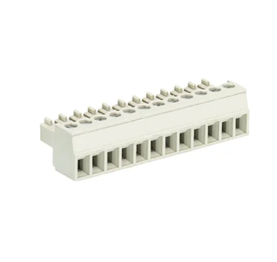 Розетка Wiecon 8513B / 12 - Розеточный разъем, угловой, на кабель, шаг 3,5 мм, 12 полюсов, номинальное сечение: 1,5 мм кв., винтовая фиксация провода, 250V, 8А, с маркировкой, цвет: серый, серия 8513 B