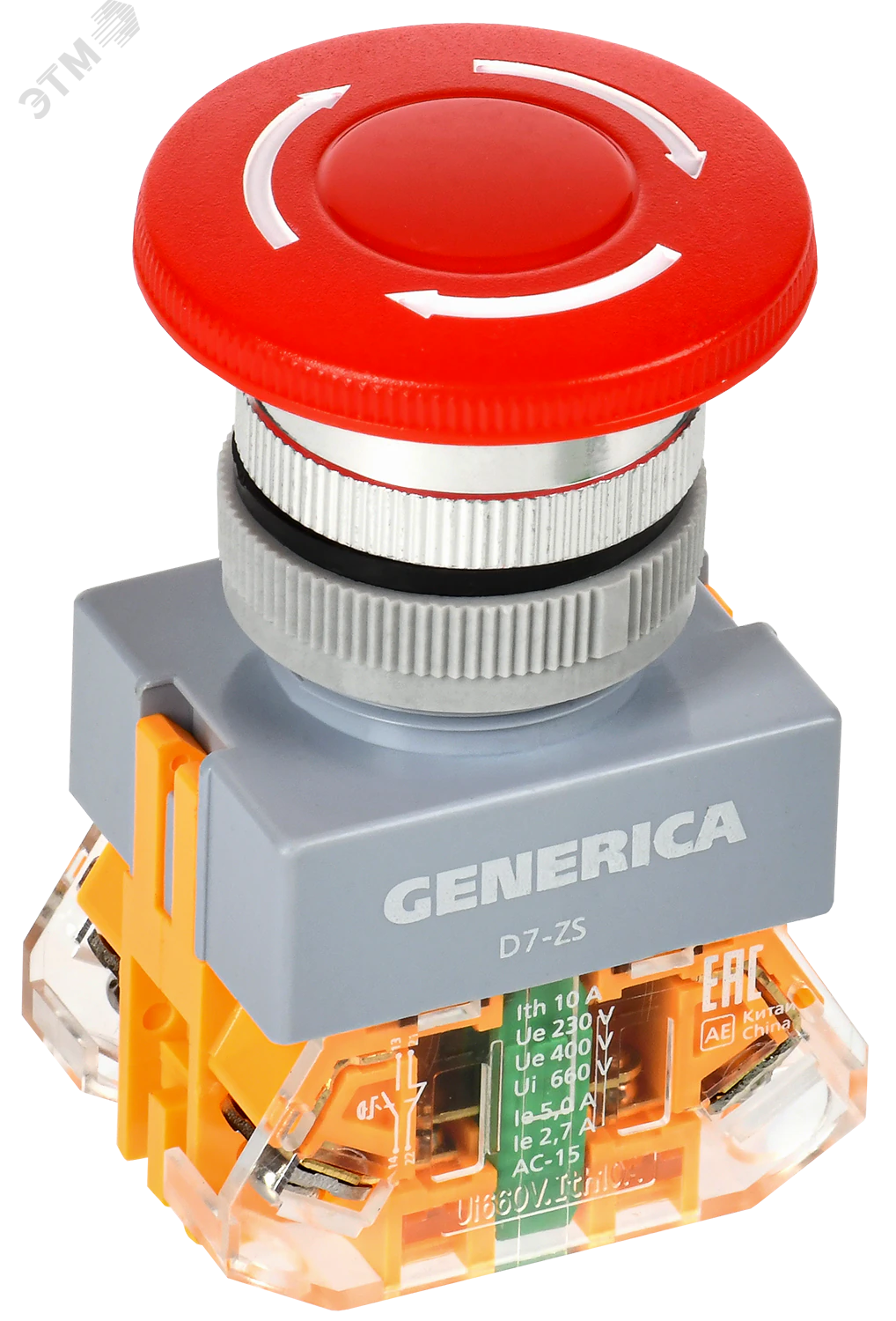 Кнопка D7-ZS Грибок d=22мм 1з+1р пов. с фикс. кр. GENERICA BBG50-11ZS-3-21-K04-G