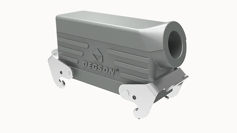 Крышка разъема D24B-SE-2L-PG21 - Крышка разъема на кабель, типоразмер 24B, стандартное исполнение, без уплотнителя, 1 отверстие с резьбой для кабельных вводов PG21, с боковым расположением, с двумя защелками, материал корпуса: алюминиевый сплав