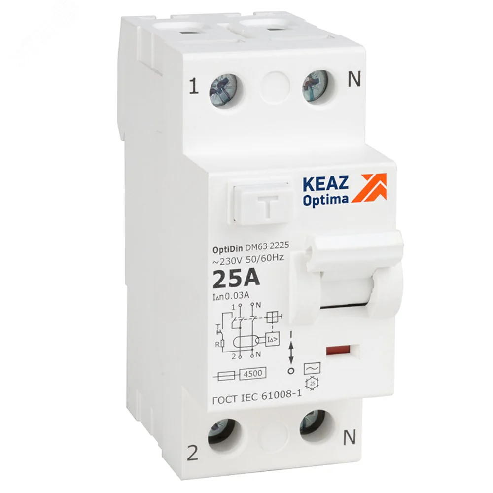 ВДТ без защиты от сверхтоков OptiDin DM63-2440-AC-4,5-УХЛ4 (2P, 40, 300mA)