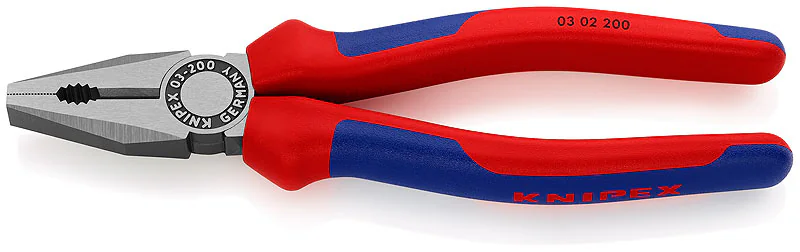 Пассатижи KN-0302200 - Плоскогубцы комбинированные с режущей кромкой, с многокомпонентыми рукоятками, длина 200мм