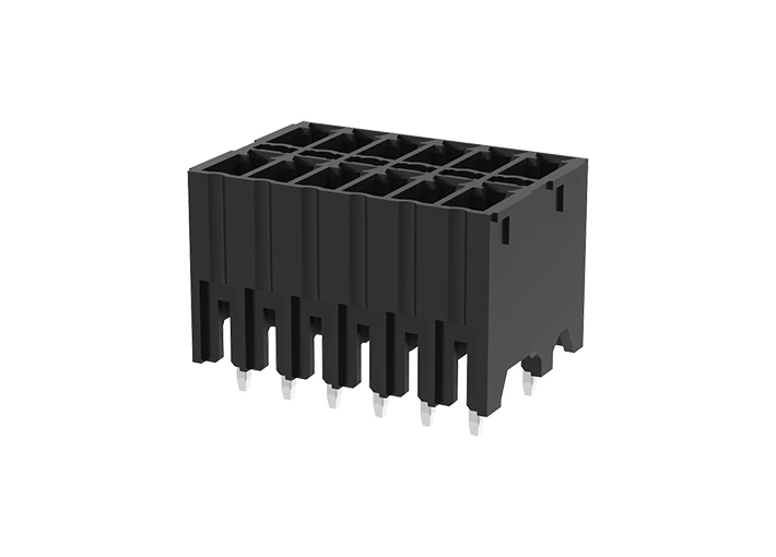 Вилочный разъем на плату MC-DPAN3.5V13-BK-2600 - Вилочный разъем, вертикальный, 2 этажа, на плату, шаг: 3.5 мм, 13х2 полюсов, фиксация на плате пайкой, исполнение: стандартное, 160V, 8A, цвет: черный