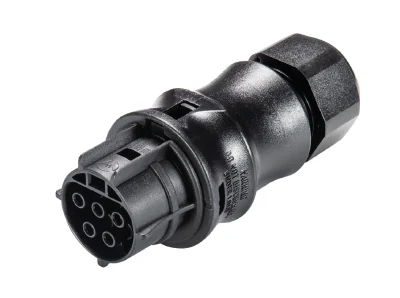 Разъем RST20i5  96.151.0153.1 - Розеточный разъем на кабель диам. 10-14 мм, IP68(69k), 5 полюсов, пружинная фиксация провода, номинальные характеристики: 250/400V, 20A,  цвет: черный, серия RST Classic