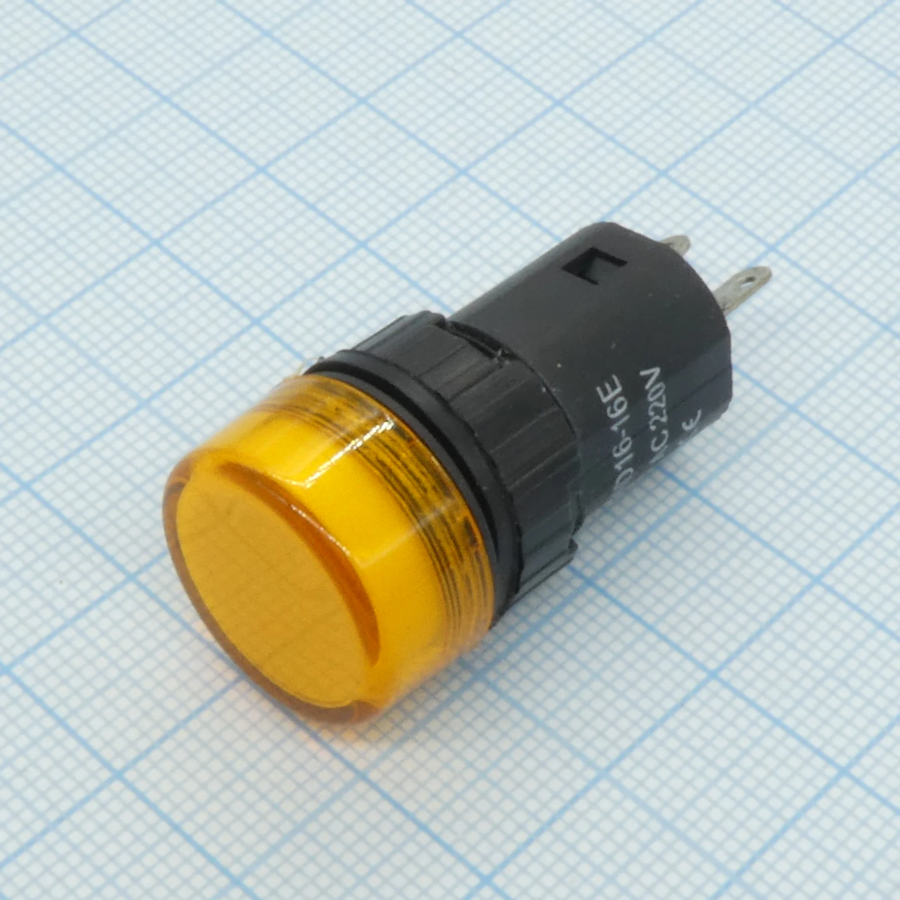 Лампа AD16-16Y 220v - Лампа индикаторная светодиодная 220В, D16, жёлтая