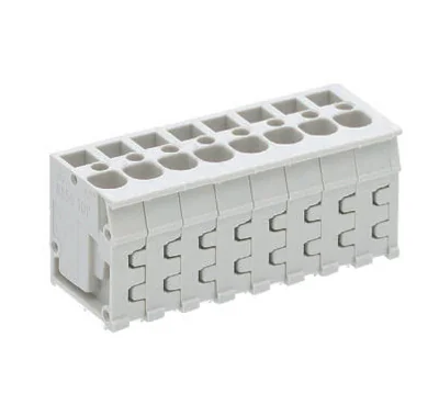Клемма Wiecon 8158 / 8 TOP V OB - Клемма на печатную плату, подвод кабеля сверху, 8 полюсов, шаг: 5,00 мм, пружинная фиксация провода, без маркировки, 300V, 16А, цвет: серый, серия 8158 TOP V/H