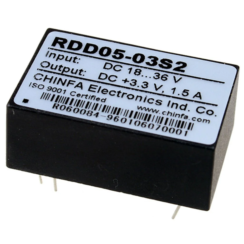 RDD05-03S2 - Преобразователь DC/DC, 3Вт, Uвх=18…36В, Uвых=3,3В/1,5А, изоляция 1500В DC, 32х20х12.7мм, -25°С…+71°С