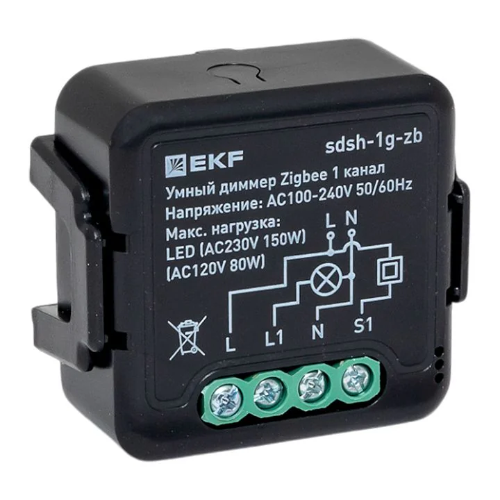Умный диммер в подрозетник 1-канальный Zigbee EKF Connect Select sdsh-1g-zb