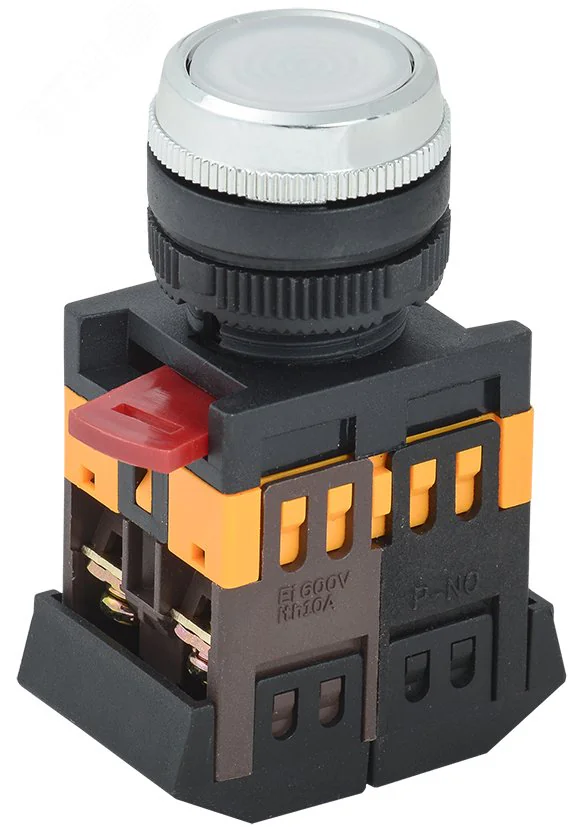 Кнопка ABLFS-22 белый d22мм неон/240В 1з+1р BBT30-ABLFS-K01