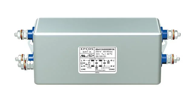 B84113H0000M136 - Фильтр линии питания двухпроводный 50Гц/60Гц 36A 250В резьбовая шпилька фланцевое крепление медицинского применения