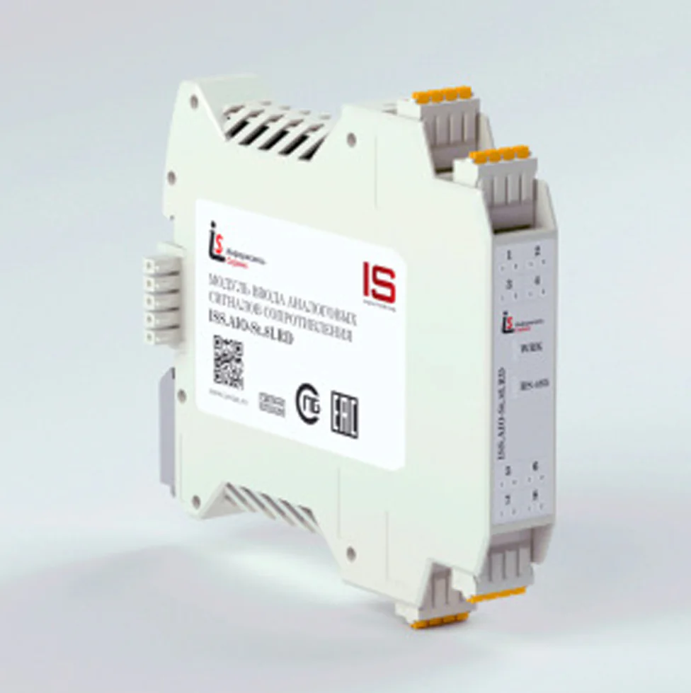 ISS.AIO-St.8I.RD ISS.AIO-St.8I.RD - Модуль ввода аналоговых сигналов служит для измерения сопротивления датчиков и передачи данных по интерфейсу RS-485 на верхний уровень системы автоматизации.