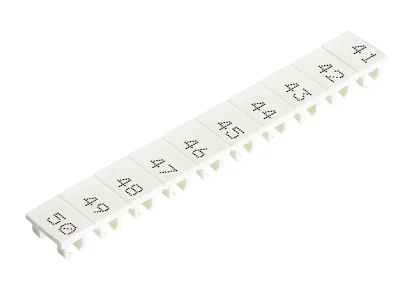 Шильдик 9705A/8/10B 41-50 - Маркировка для клемм сечением 6 мм.кв., шириной 8 мм, 10 шильдиков, белая, нанесенные знаки: 41 – 50