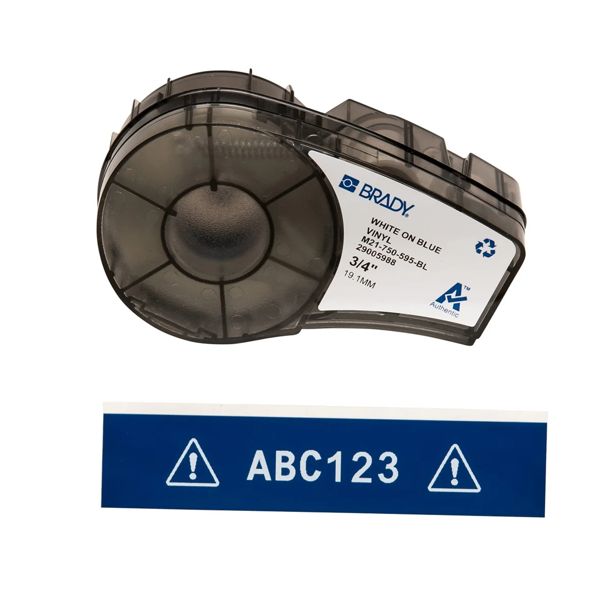 brd142794 - M21-750-595-BL лента 19.05 мм/6.4 м, винил, белый на синем