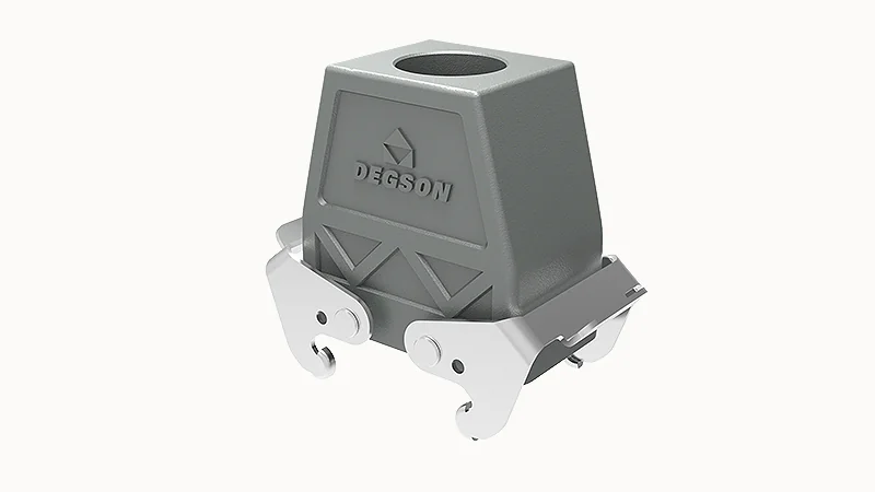 Крышка разъема D10B-TE-4g-M20 - Крышка разъема на кабель, типоразмер 10B, стандартное исполнение, без уплотнителя, 1 отверстие с резьбой для кабельных вводов M20x1,5, с верхним расположением, без защелок (упоры для двух защелок), материал корпуса: алюмини