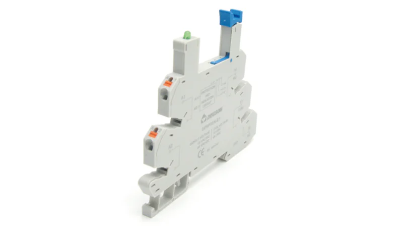 Колодка для реле DPRF05B-E1 - Колодка для реле DRPS-1C-D60, 6A, 300V, фиксация провода: зажимная клетка, с защитой от прикосновения, пластик, цвет: серый, монтаж на DIN рейку