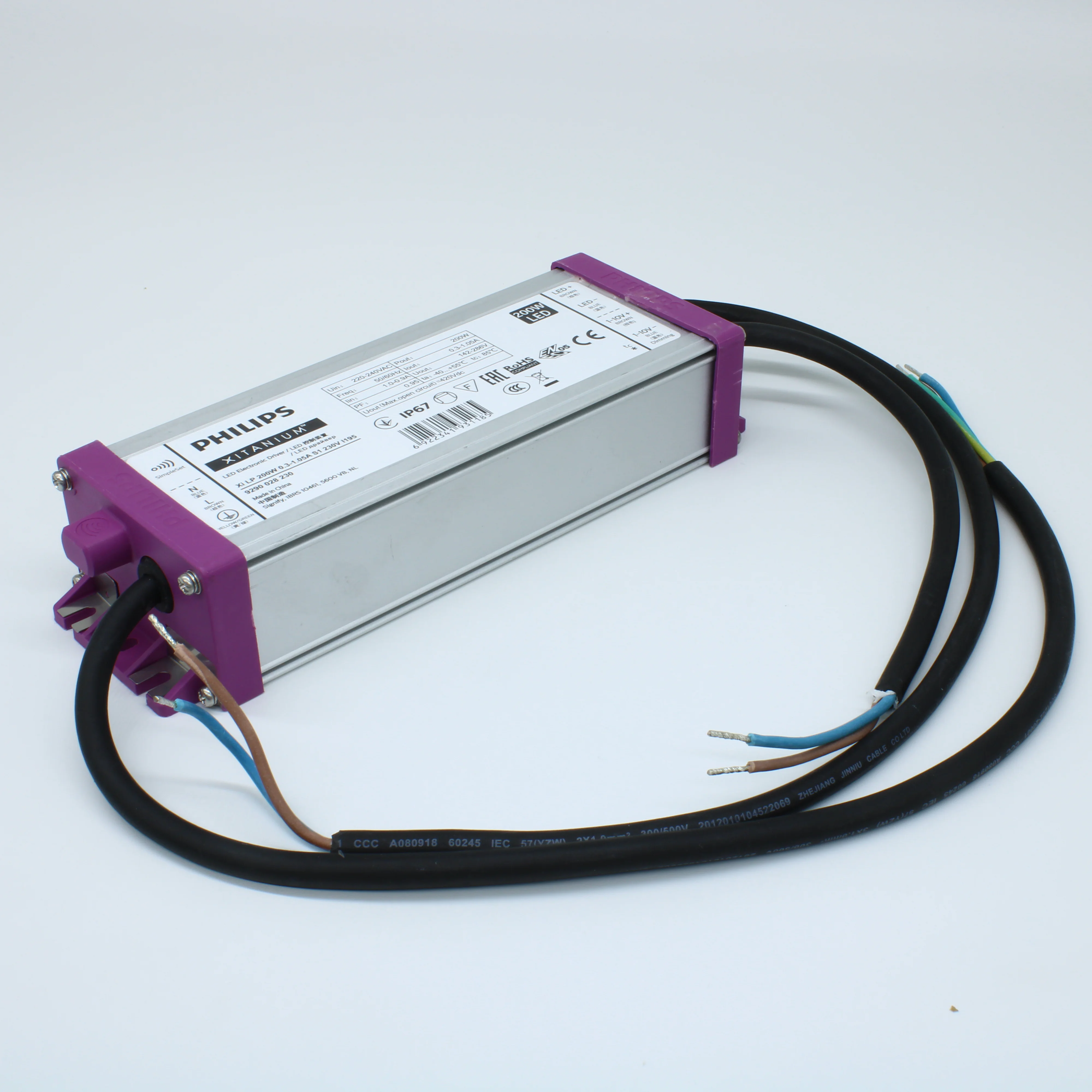 XI LP 200W 0.3-1.05A S1 230V I195 - AC-DC, 200Вт, ККМ,  стабилизация тока, Вход 85…305В AC, 45…66Гц, выход (0.7А) 0.3...1.05А / 142…286В DC, 195x68x40мм, -40…+55°C, SimpleSet, CLO, Dynadimmer, 1-10В (1-9В, 0-5 reverse, 1-9 reversed)