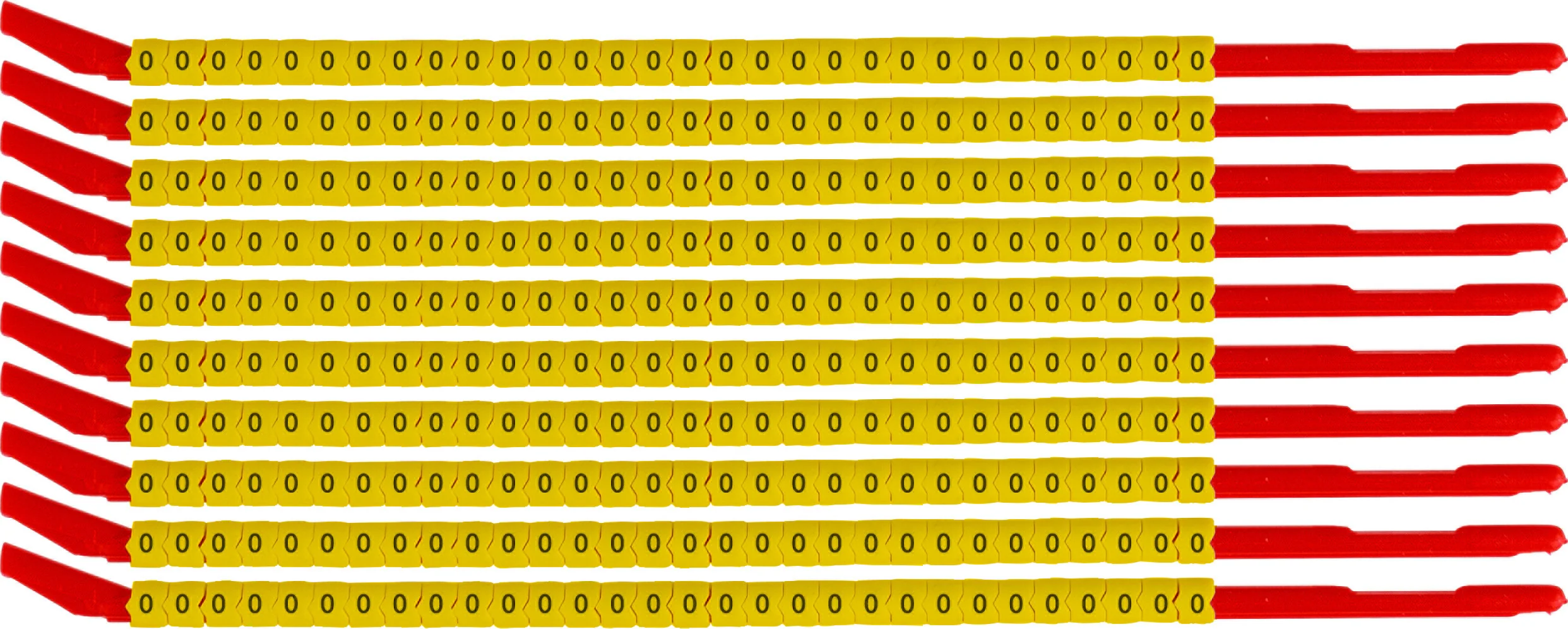 brd333100 - SCNG-10-0 клипсы жёлтые, 300шт/упак, для провода 2,8-3,4мм диаметра, легенда 0