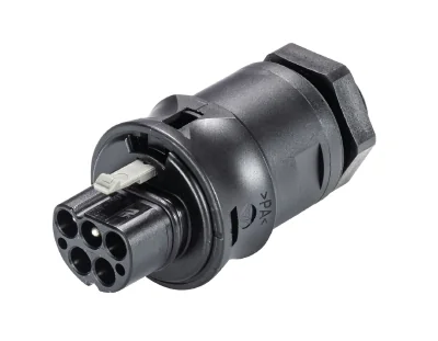 Разъем RST20i5  96.052.6053.1 - Вилочный разъем в панель, М20, IP68(69k), 5 полюсов, винтовая фиксация провода, номинальные характеристики: 250/400V, 20A, цвет: черный, серия RST Classic