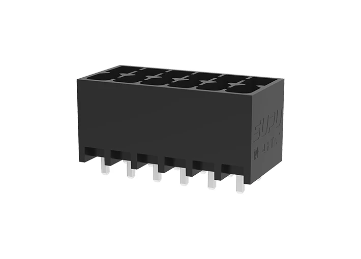 Вилочный разъем на плату MC-DPT3.5V26-BK-2000 - Вилочный разъем, вертикальный, 2 этажа, на плату, шаг: 3.5 мм, 26х2 полюсов, фиксация на плате пайкой, исполнение: стандартное, 160V, 8A, цвет: черный