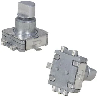 EC110M 30/15 10MM PUSHPIN - Энкодер EC11 30 щелчков, 15 импульсов, металлический вал с лыской 5мм, с кнопкой, SMD монтаж