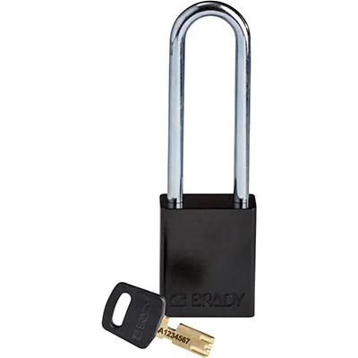 gws150331 - Замок SafeKey алюминиевый со стальной дужкой, высота дужки – 76 мм, диаметр дужки – 6.4 мм, алюминиевый корпус, размеры корпуса – 46х38х19 мм, цвет – черный, 1 шт/упак