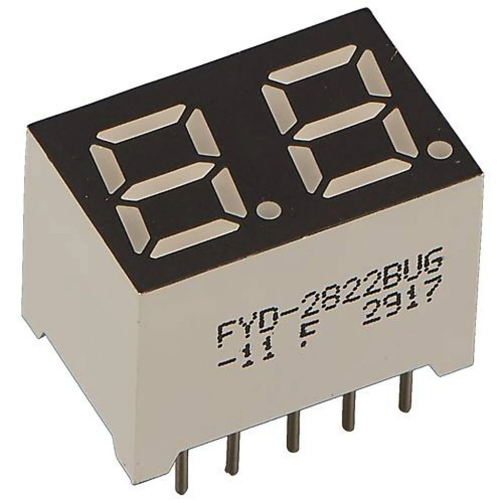 FYD-2822BUG-11 - 2-х разрядный индикатор 7мм/зеленый/570нм/60-80мкд/ОА