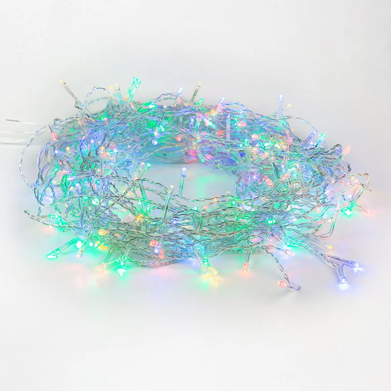 Гирлянда светодиодная "Светодиодный Дождь" 2х3м 240LED мультиколор 12Вт 230В IP20 свечение с динамикой провод прозр. 235-069