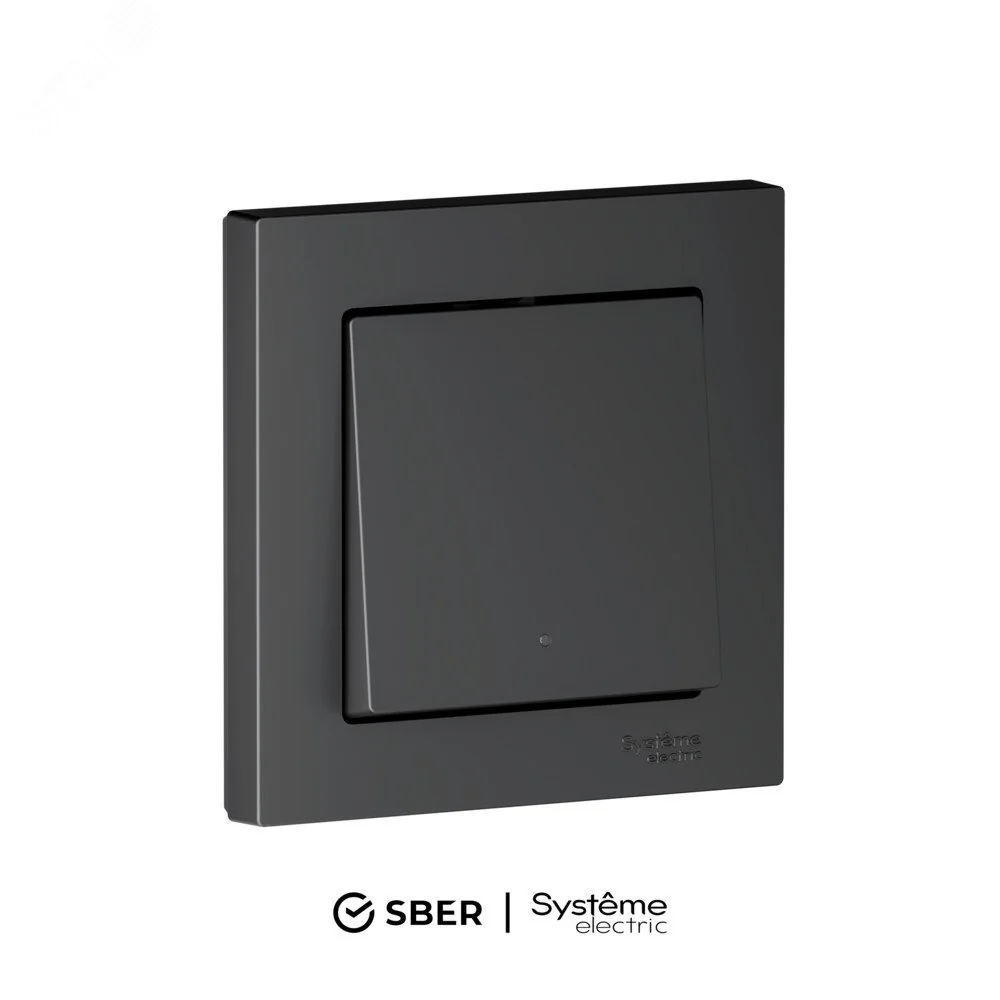 ATLASDESIGN SMART 1-кл. ВЫКЛЮЧАТЕЛЬ с подсв., Zigbee, сх.1, L+N, 10А, мех., КАРБОН ATN001013Z