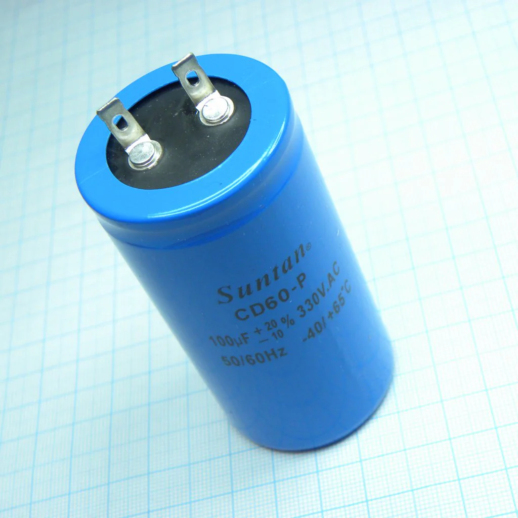 TS13D3L0101VSB000RPT - Конденсатор алюминиевый электролитический для запуска электродвигателя 100мкФ 330В -10%...+20% (42 X 80мм)  2000ч 65°С