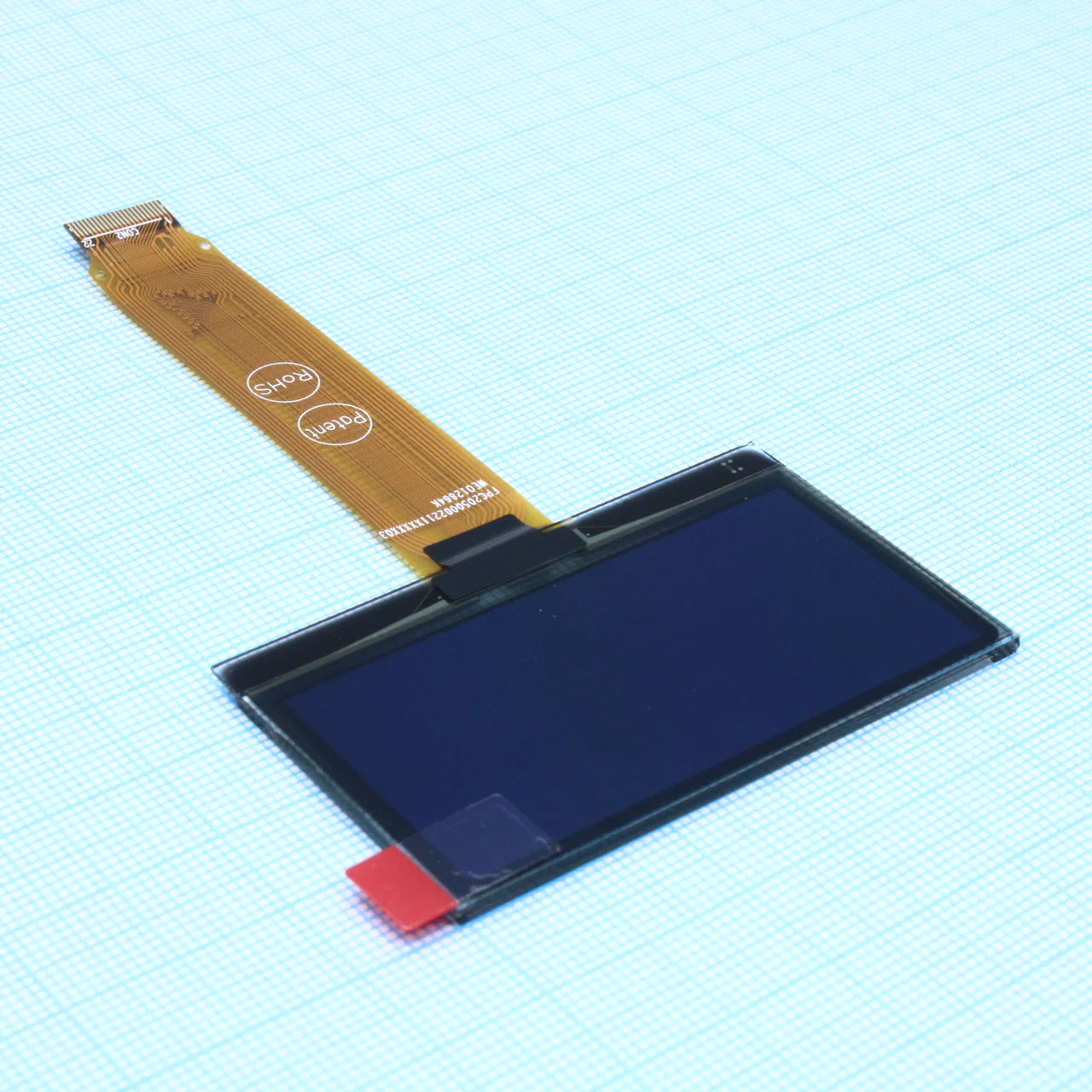 WEO012864GLPP3N00E00 - OLED 2.42" графический, 128х64, COG без рамки, ZIP FPC шлейф, желтый,  интерф. 6800, 8080, SPI,  контроллер SSD1309ZC, VDD 3В, -40 ... -80 С