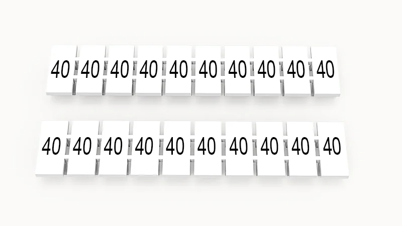 Марк.  полоска ZB5-10P-19-386Z(H) - Маркировочные шильдики для клемм WS…, DC…, PC…, сечением 2,5 мм кв., центральная, 10 шильдиков, нанесенные символы: 40 с вертикальным расположением, размер шильдика: 4,55х10,7 мм, цвет белый